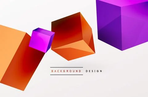 3d cubes vector abstract background. Composition of 3d square shaped basic Stock Illustration