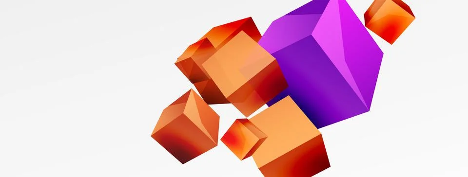 3d cubes vector abstract background. Composition of 3d square shaped basic Stock Illustration