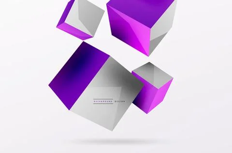 3d cubes vector abstract background. Composition of 3d square shaped basic Stock Illustration