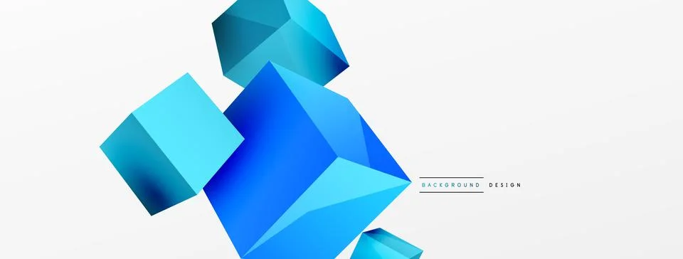 3d cubes vector abstract background. Composition of 3d square shaped basic Stock Illustration