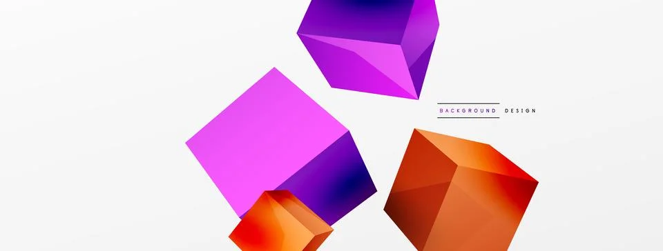 3d cubes vector abstract background. Composition of 3d square shaped basic Stock Illustration