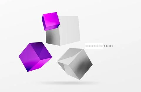 3d cubes vector abstract background. Composition of 3d square shaped basic Illustrazione stock