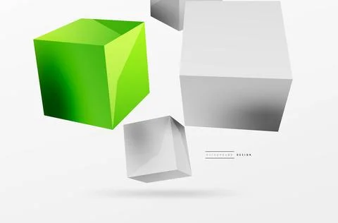 3d cubes vector abstract background. Composition of 3d square shaped basic Stock Illustration