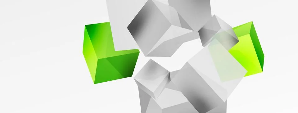 3d cubes vector abstract background. Composition of 3d square shaped basic Stock Illustration