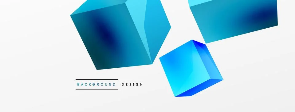 3d cubes vector abstract background. Composition of 3d square shaped basic Stock Illustration