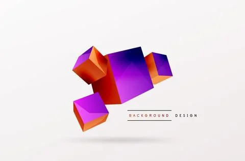 3d cubes vector abstract background. Composition of 3d square shaped basic Illustrazione stock