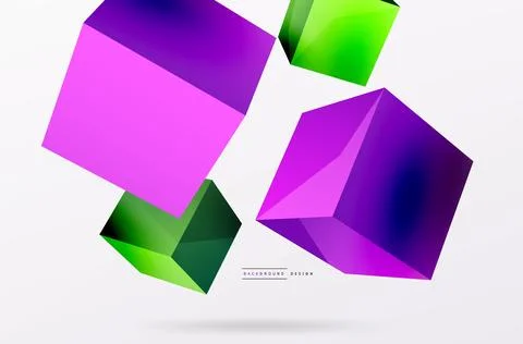 3d cubes vector abstract background. Composition of 3d square shaped basic Stock Illustration