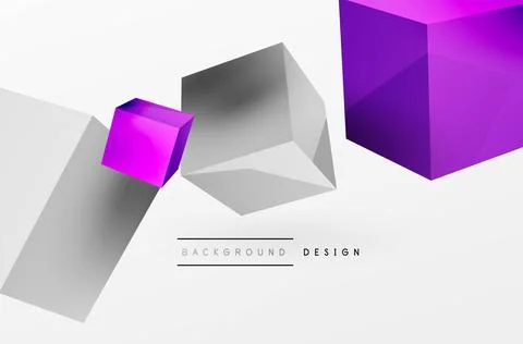 3d cubes vector abstract background. Composition of 3d square shaped basic Stock Illustration