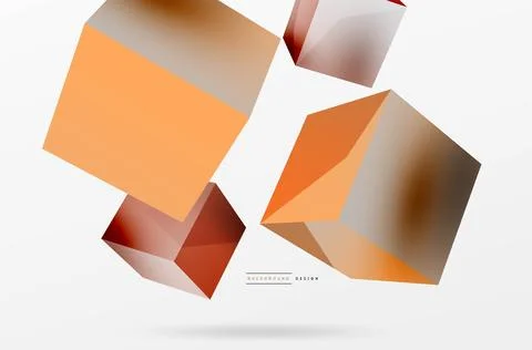 3d cubes vector abstract background. Composition of 3d square shaped basic Stock Illustration