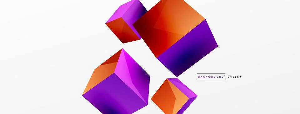 3d cubes vector abstract background. Composition of 3d square shaped basic Stock Illustration