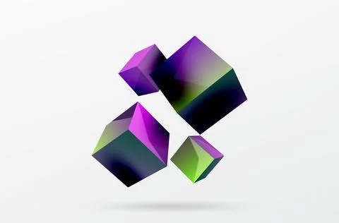 3d cubes vector abstract background. Composition of 3d square shaped basic Stock Illustration