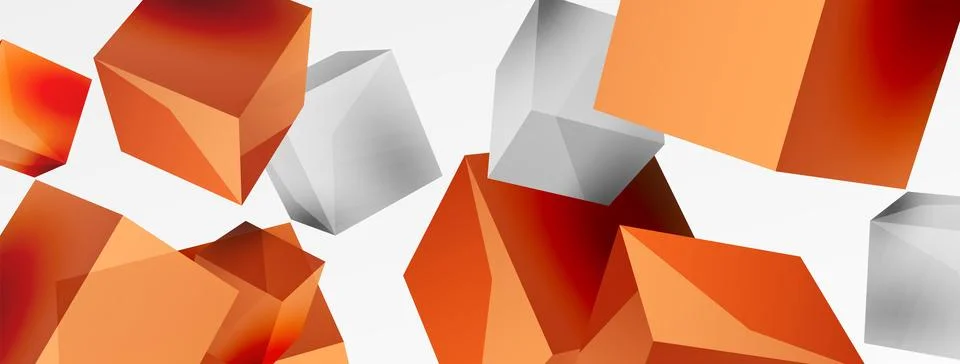 3d cubes vector abstract background. Composition of 3d square shaped basic Stock Illustration