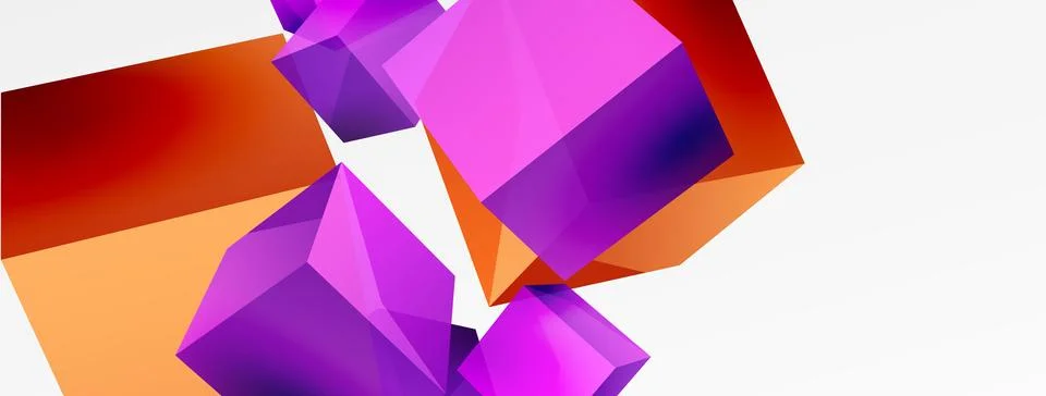 3d cubes vector abstract background. Composition of 3d square shaped basic Stock Illustration
