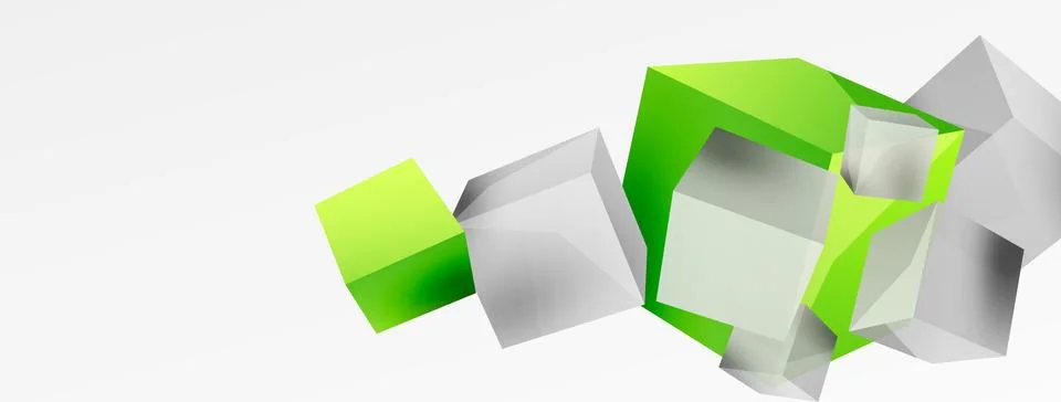 3d cubes vector abstract background. Composition of 3d square shaped basic Stock Illustration