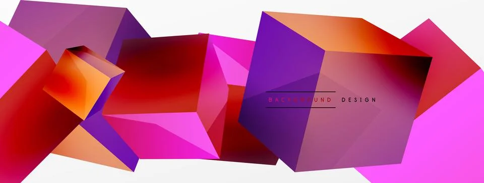 3d cubes vector abstract background. Composition of 3d square shaped basic Illustrazione stock
