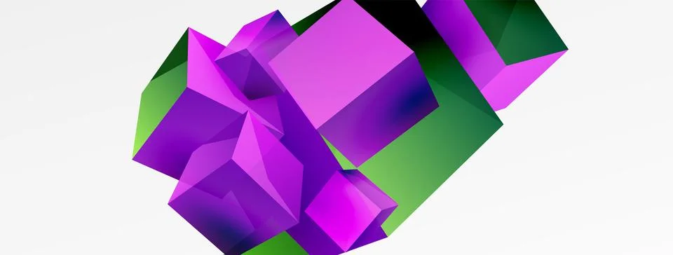 3d cubes vector abstract background. Composition of 3d square shaped basic Stock Illustration