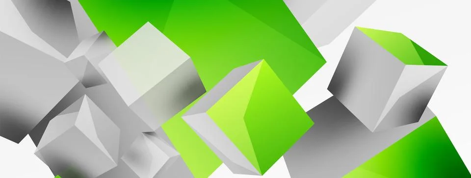 3d cubes vector abstract background. Composition of 3d square shaped basic Illustrazione stock