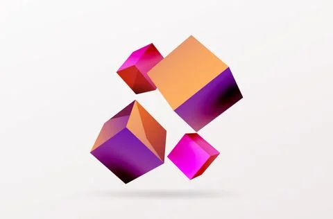 3d cubes vector abstract background. Composition of 3d square shaped basic Illustrazione stock