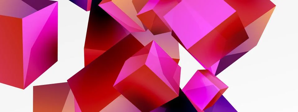 3d cubes vector abstract background. Composition of 3d square shaped basic Stock Illustration