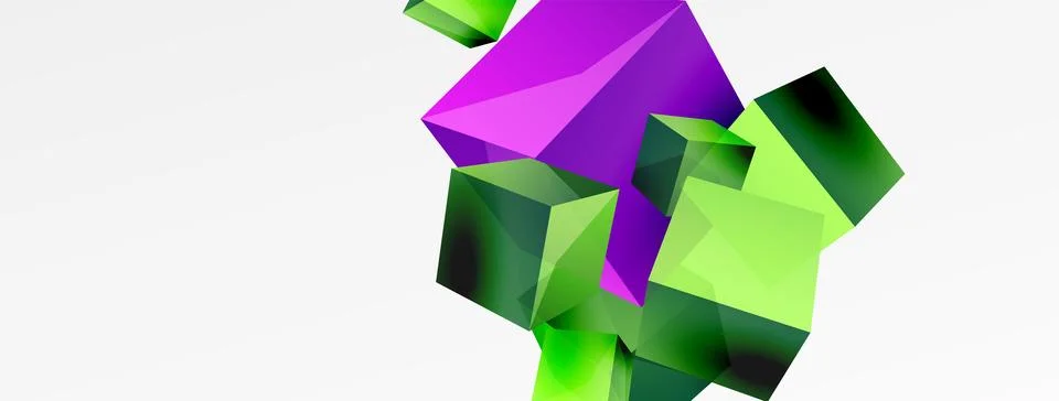 3d cubes vector abstract background. Composition of 3d square shaped basic 스톡 일러스트