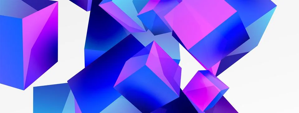 3d cubes vector abstract background. Composition of 3d square shaped basic Stock Illustration