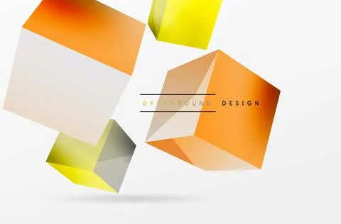 3d cubes vector abstract background. Composition of 3d square shaped basic Stock Illustration