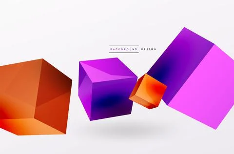 3d cubes vector abstract background. Composition of 3d square shaped basic Stock Illustration