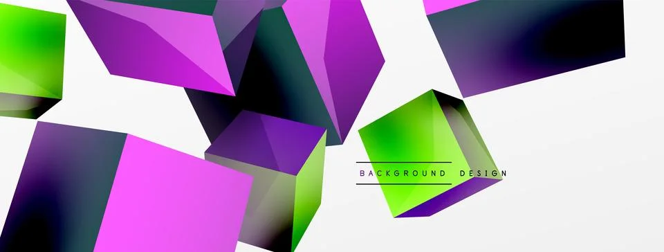 3d cubes vector abstract background. Composition of 3d square shaped basic 스톡 일러스트