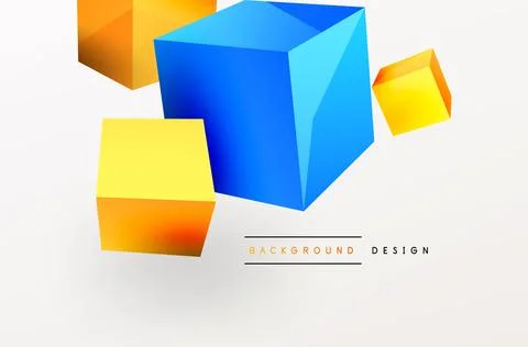 3d cubes vector abstract background. Composition of 3d square shaped basic 스톡 일러스트
