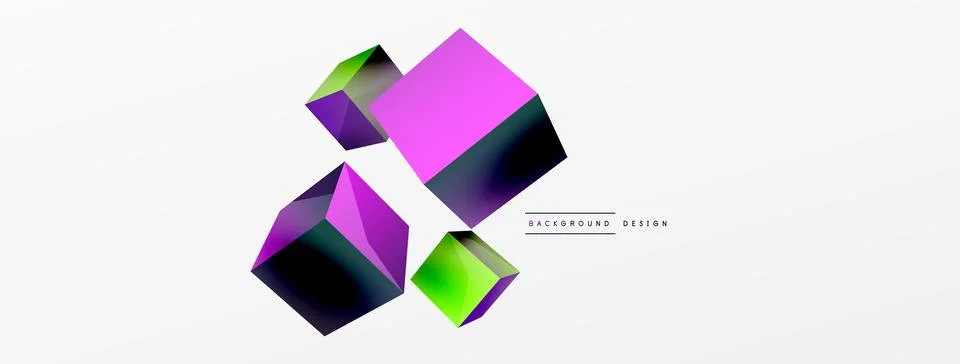3d cubes vector abstract background. Composition of 3d square shaped basic Stock Illustration