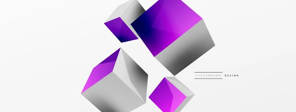 3d cubes vector abstract background. Composition of 3d square shaped basic Stock Illustration