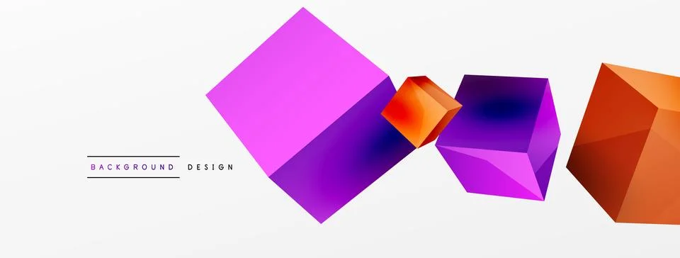 3d cubes vector abstract background. Composition of 3d square shaped basic Stock Illustration