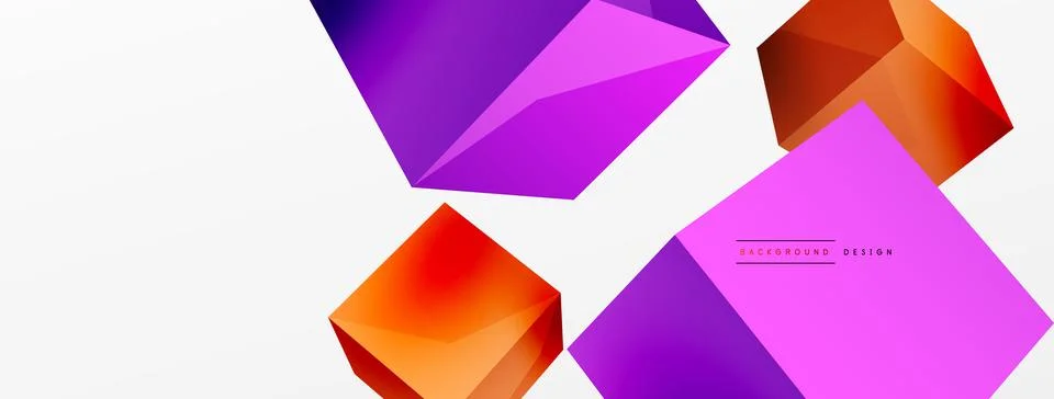 3d cubes vector abstract background. Composition of 3d square shaped basic Stock Illustration