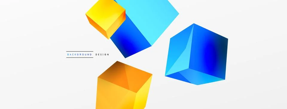3d cubes vector abstract background. Composition of 3d square shaped basic 스톡 일러스트