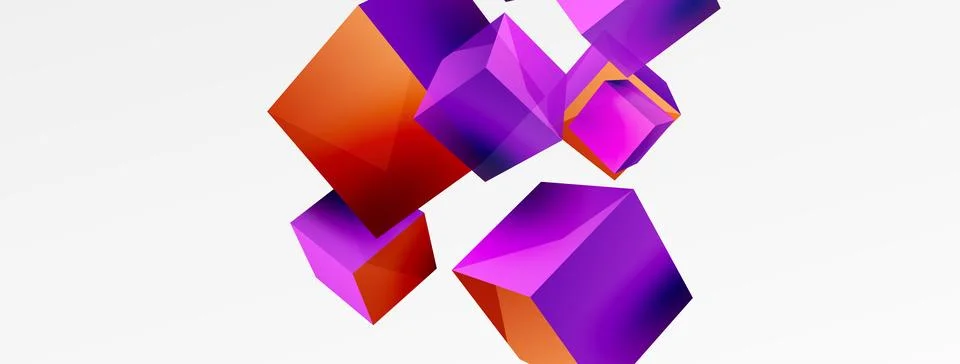 3d cubes vector abstract background. Composition of 3d square shaped basic Illustrazione stock