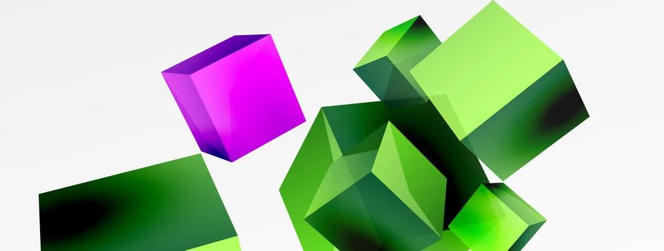 3d cubes vector abstract background. Composition of 3d square shaped basic Stock Illustration