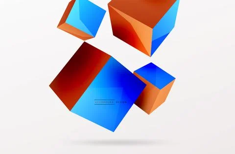 3d cubes vector abstract background. Composition of 3d square shaped basic Stock Illustration