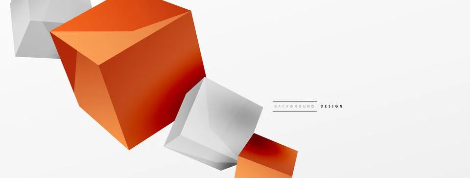 3d cubes vector abstract background. Composition of 3d square shaped basic Stock Illustration