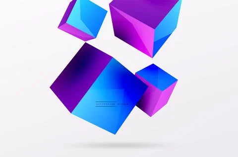 3d cubes vector abstract background. Composition of 3d square shaped basic Stock Illustration