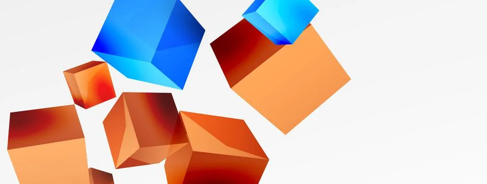 3d cubes vector abstract background. Composition of 3d square shaped basic Stock Illustration