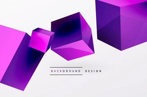 3d cubes vector abstract background. Composition of 3d square shaped basic Stock Illustration