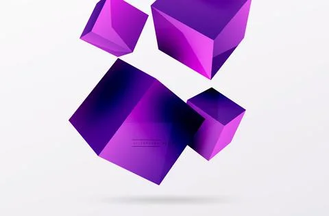 3d cubes vector abstract background. Composition of 3d square shaped basic Stock Illustration
