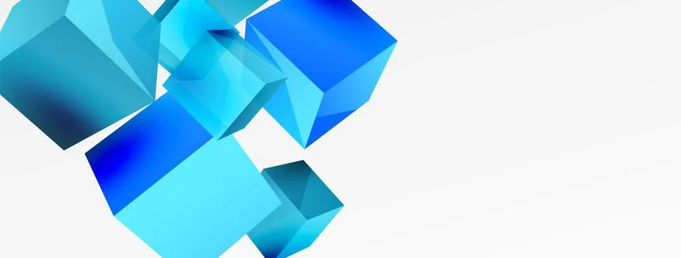 3d cubes vector abstract background. Composition of 3d square shaped basic Stock Illustration