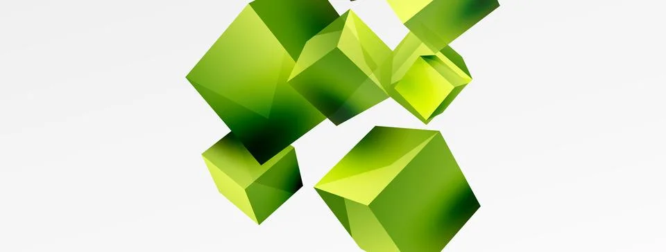 3d cubes vector abstract background. Composition of 3d square shaped basic Stock Illustration
