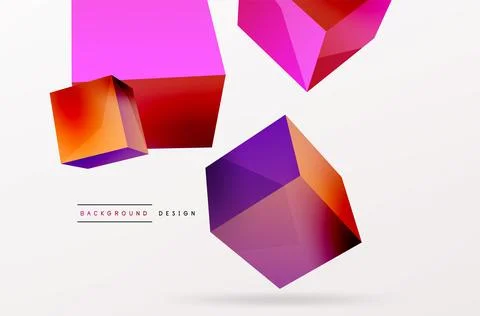 3d cubes vector abstract background. Composition of 3d square shaped basic Stock Illustration