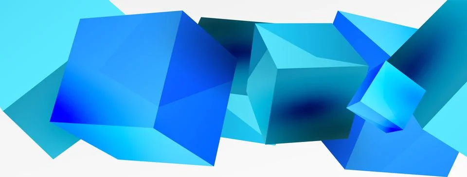3d cubes vector abstract background. Composition of 3d square shaped basic 스톡 일러스트