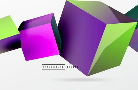 3d cubes vector abstract background. Composition of 3d square shaped basic Stock Illustration