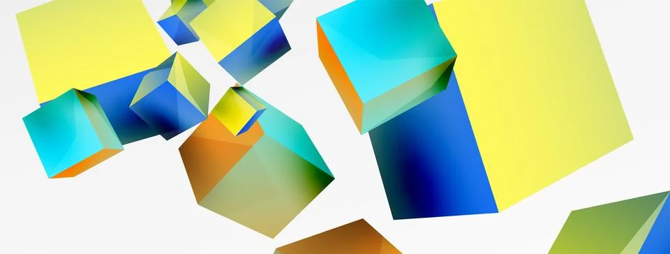 3d cubes vector abstract background. Composition of 3d square shaped basic Stock Illustration
