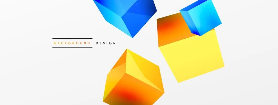 3d cubes vector abstract background. Composition of 3d square shaped basic Stock Illustration