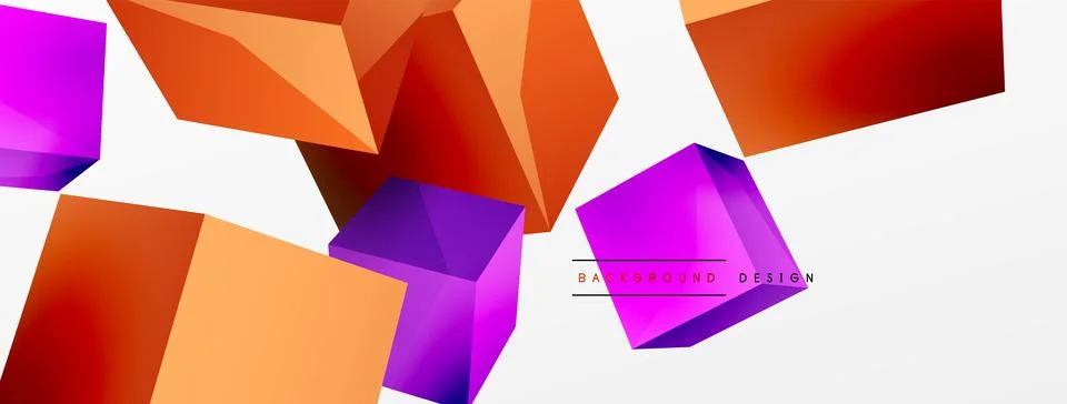 3d cubes vector abstract background. Composition of 3d square shaped basic Stock Illustration